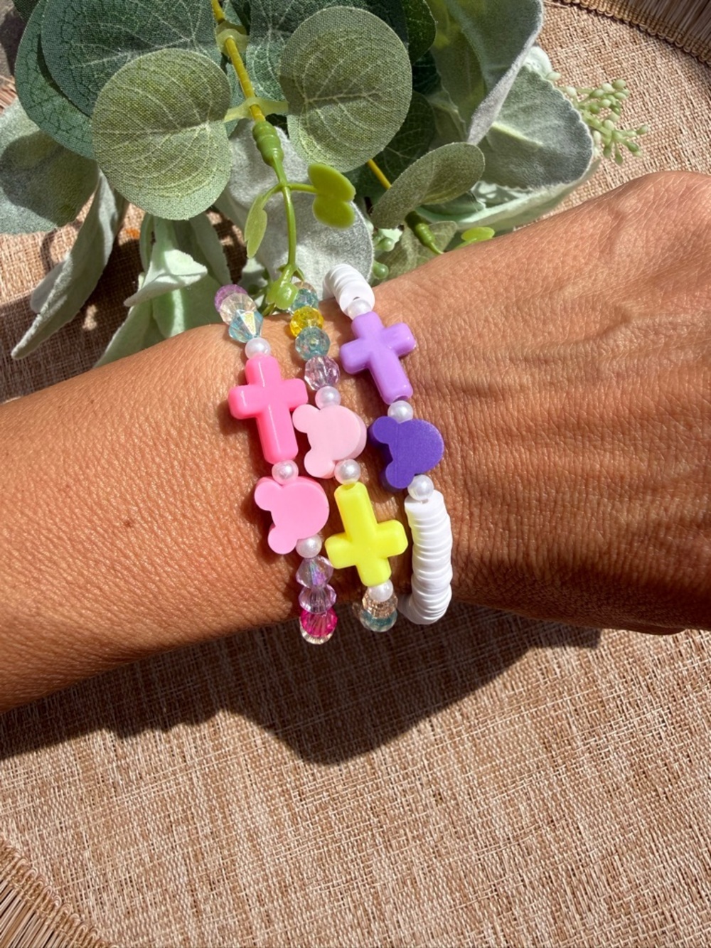 Kawaii Disney Inspired Bracelet
Mickey Mouse + Cross Beaded Handmade 6.5 inches - Picture 3 of 4